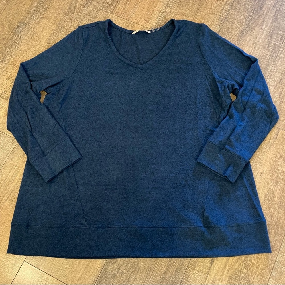 Soft Surroundings Top Dark Blue Women’s Size XL Long Sleeve V-Neck Pullover